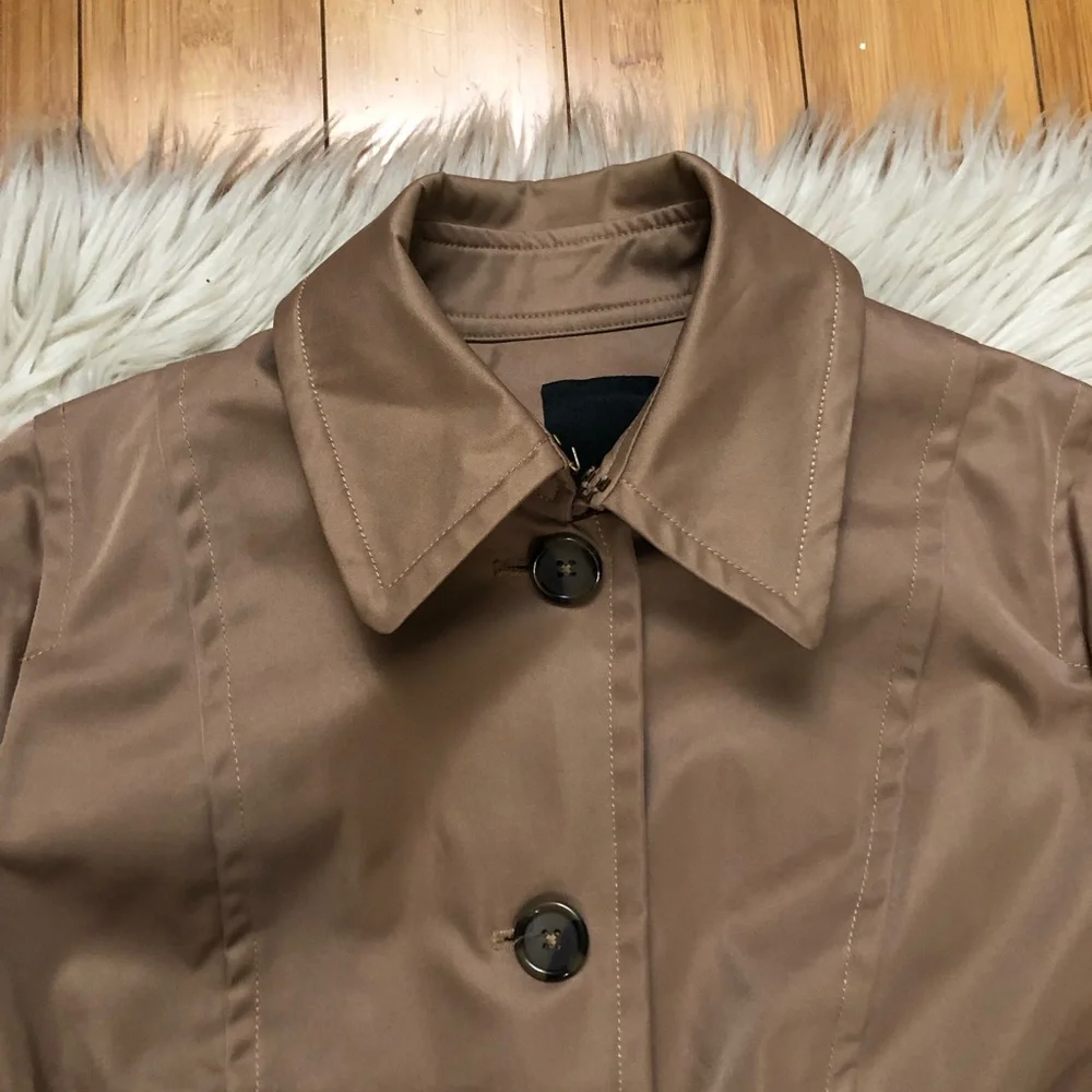 Plenty by Tracy Reese Corin Peplum Belted Brown Tan Trench Coat Jacket size S - Picture 3 of 16